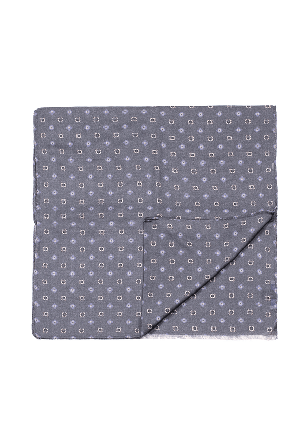 Grey & Blue Print Scarf