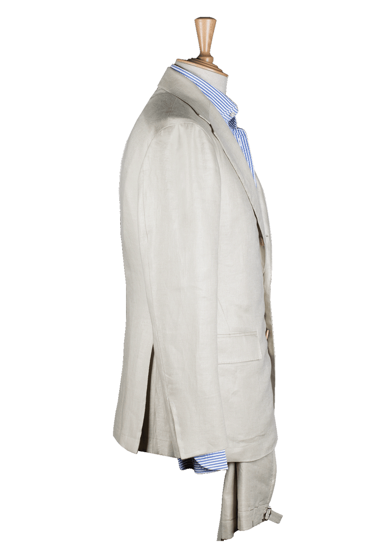 Beige Cotton Unstructured Suit