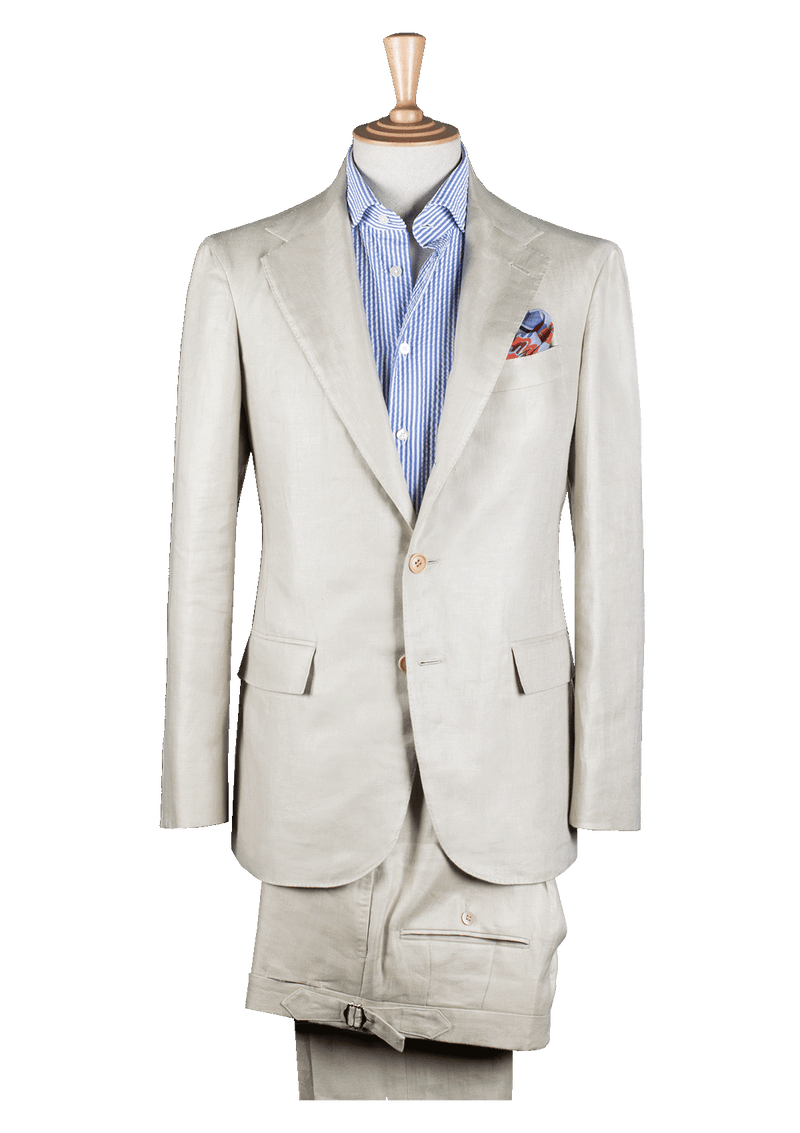 Beige Cotton Unstructured Suit