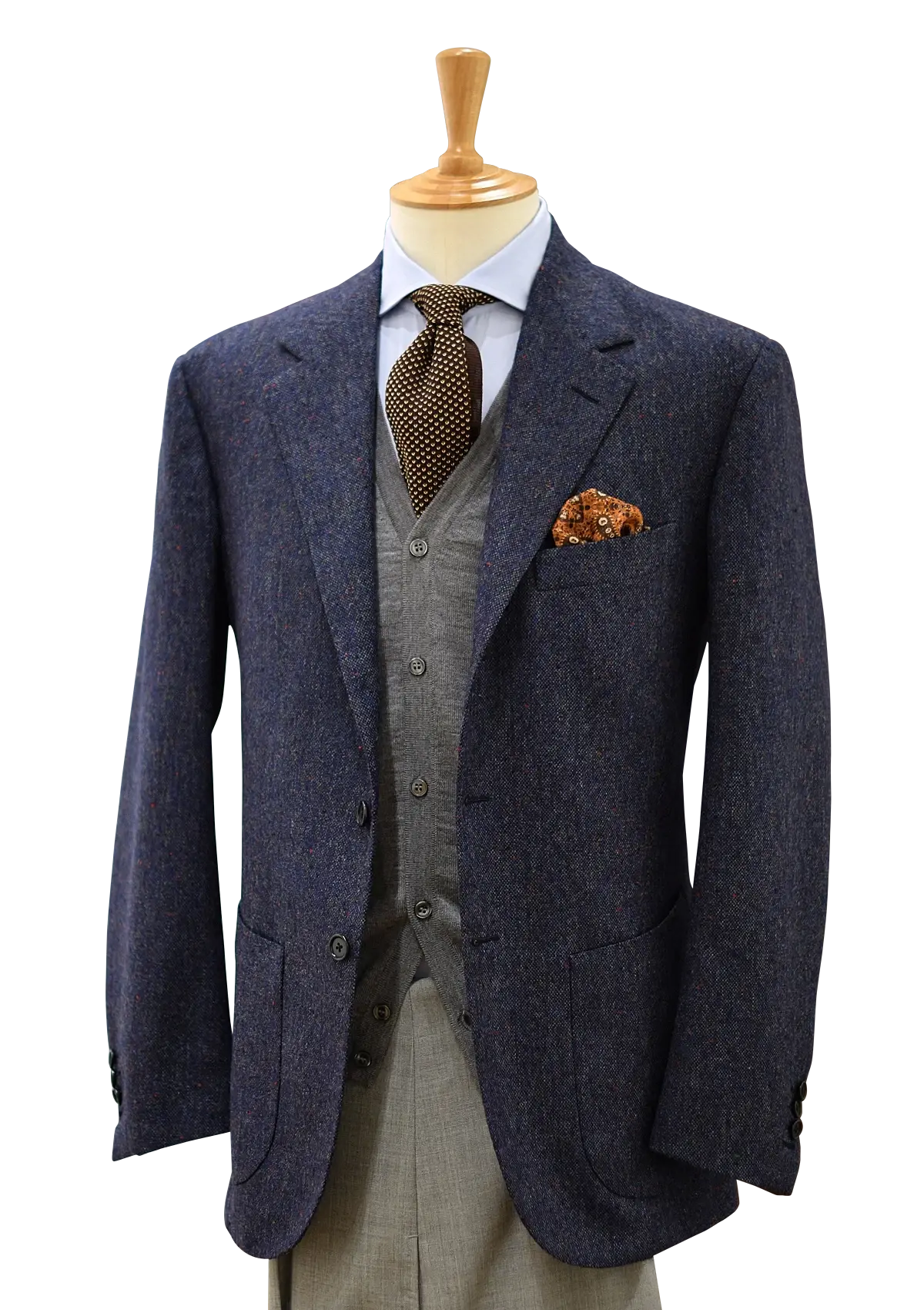 Blue Donegal Wool Single-breasted Jacket