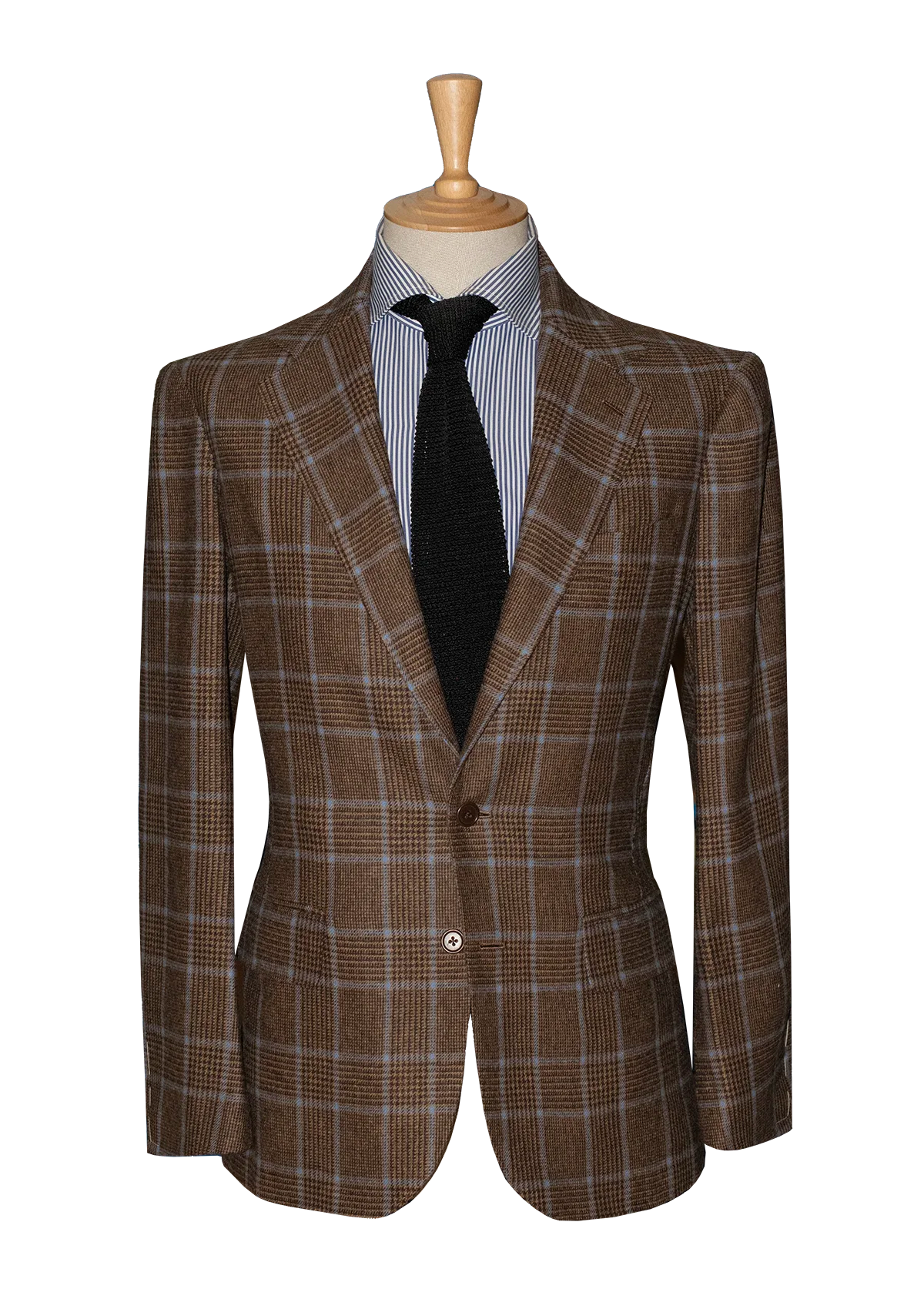 Brown Unstructured Jacket with Blue Check