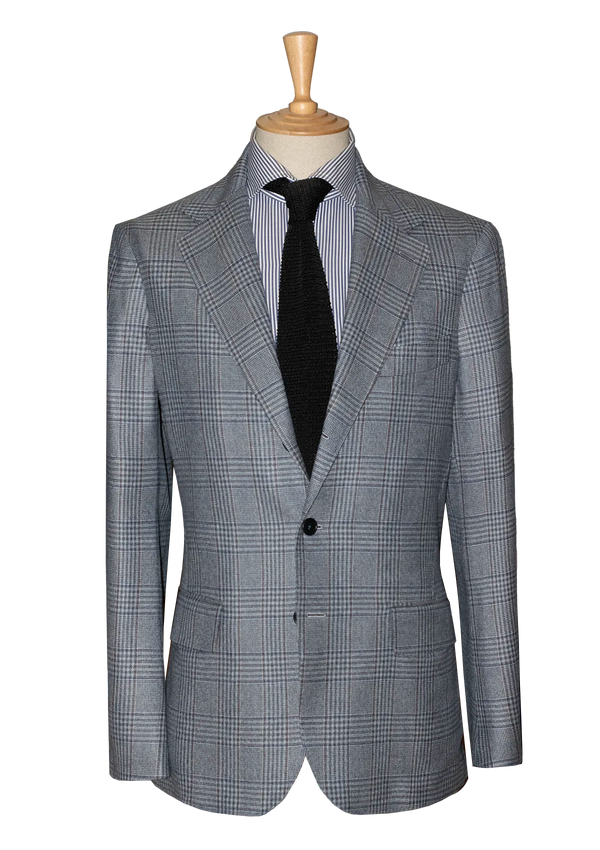 Silver Blue Prince of Wales Unstructured Jacket