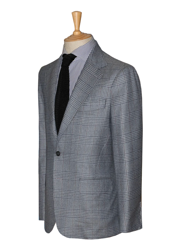 Silver Blue Prince of Wales Unstructured Jacket