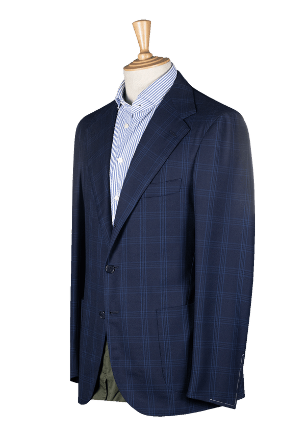 Blue & Azure Checked Unstructured Jacket