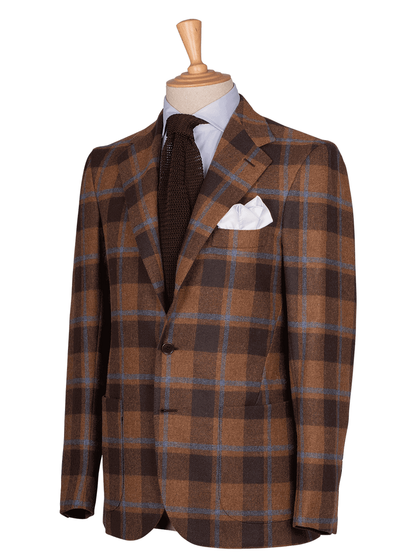Brown Plaid Shetland Wool Unstructured Single-breasted Jacket