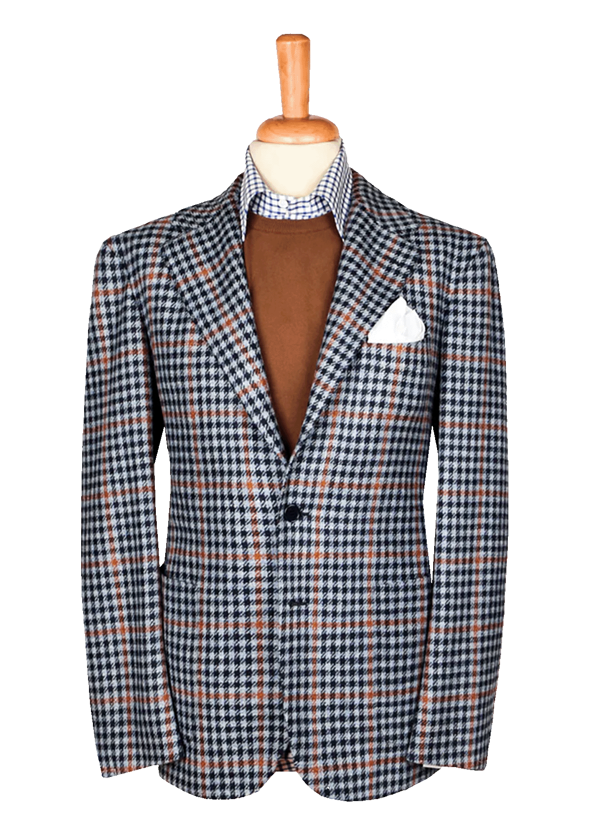 Checked light blue De-Constructed Wool Jacket