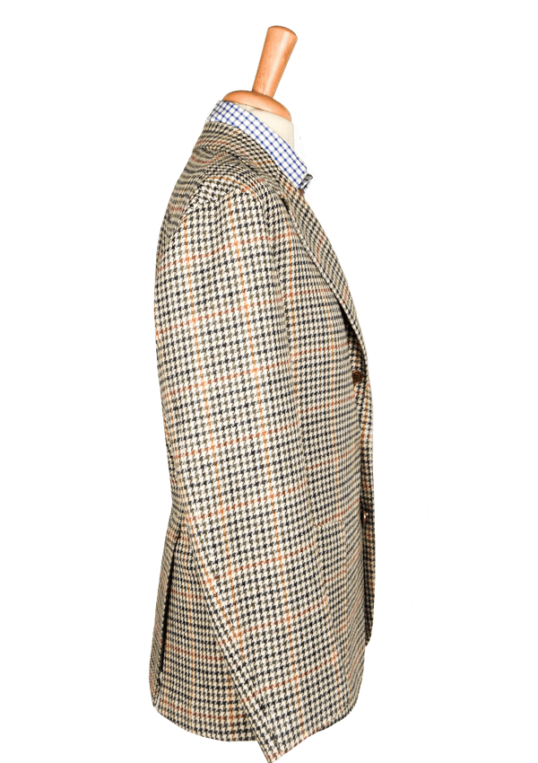 Rust & Mustard Pied-de-Poule Unstructured Jacket in Lightweight Wool