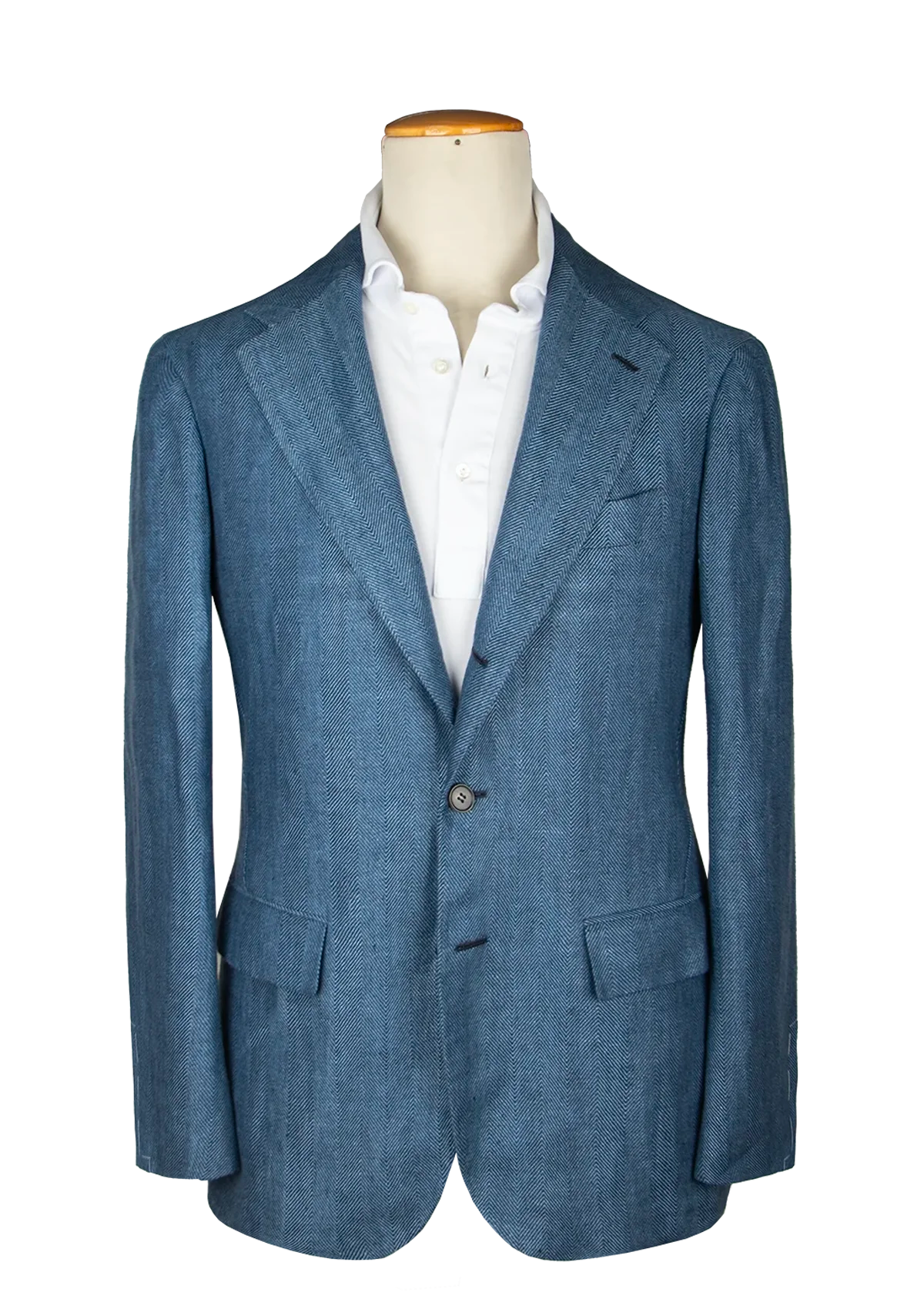 Blue de-constructed herringbone linen jacket