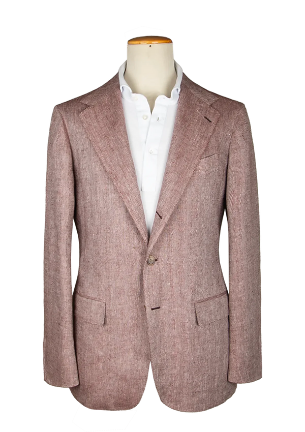 Rosé de-constructed herringbone linen jacket