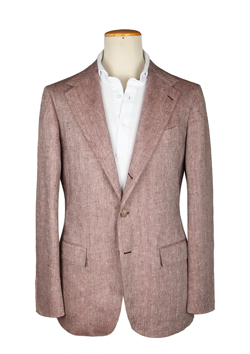 Rosé de-constructed herringbone linen jacket