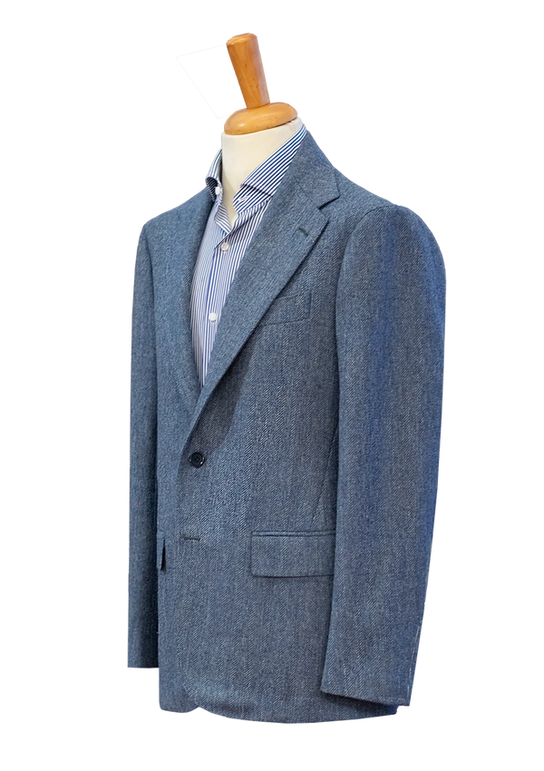 Deconstructed Light Blue Herringbone Jacket