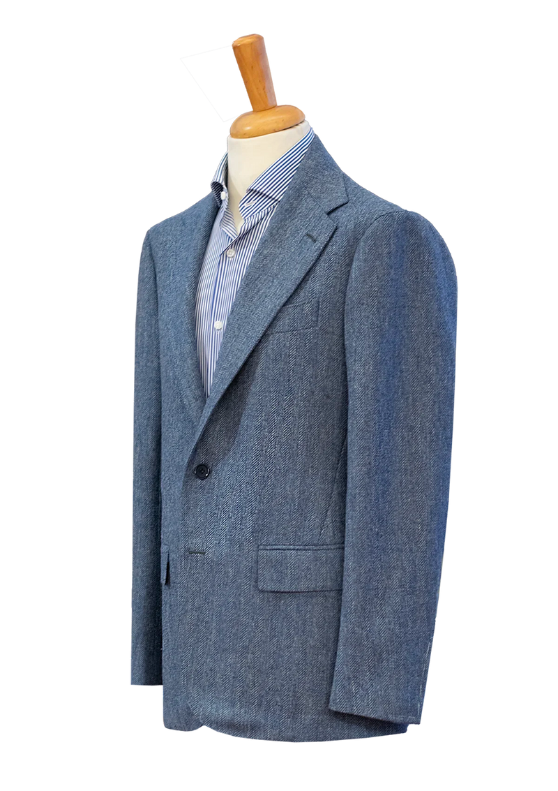 Light Blue Unstructured Herringbone Jacket Stefano Bemercket