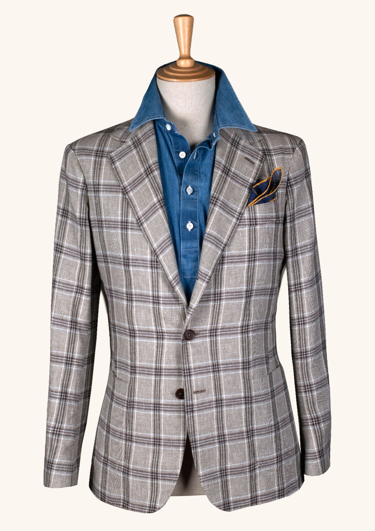 Grey Plaid Unstuctured Jacket