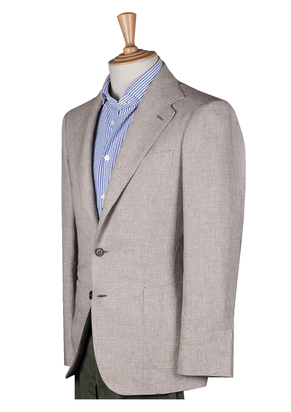 Beige Unstructured Cotton-Linen Jacket