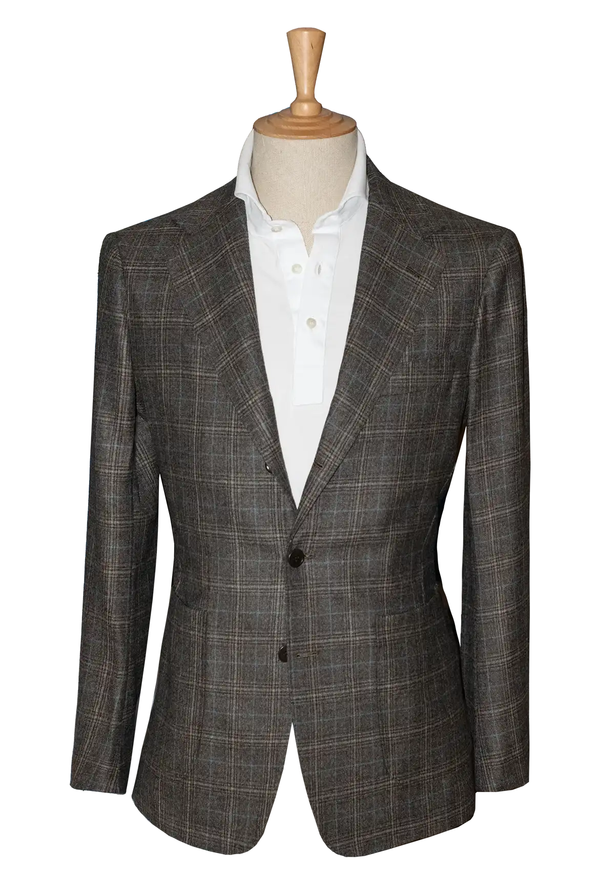 Taupe Prince of Wales Jacket with Turquoise Stripe