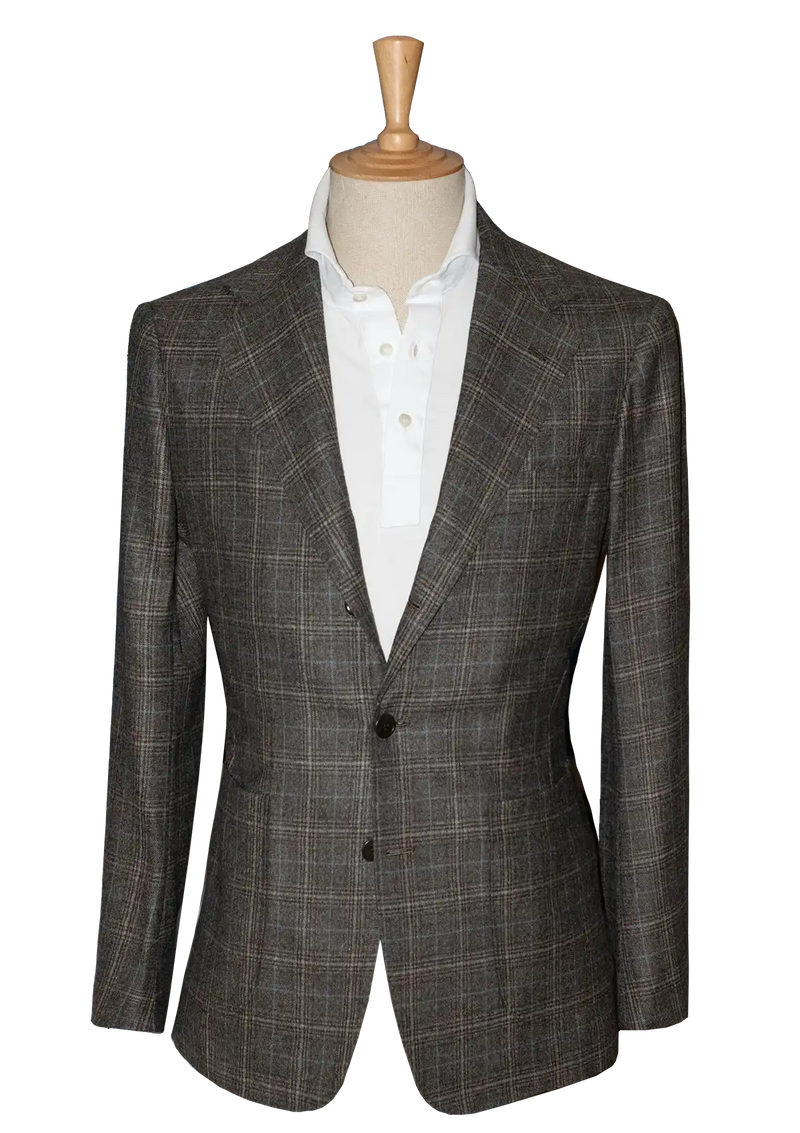 Taupe Prince of Wales Jacket with Turquoise Stripe