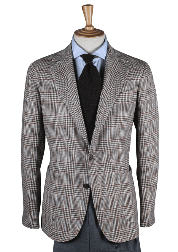 Checked Ustructured Jacket with Burgundy Stripe