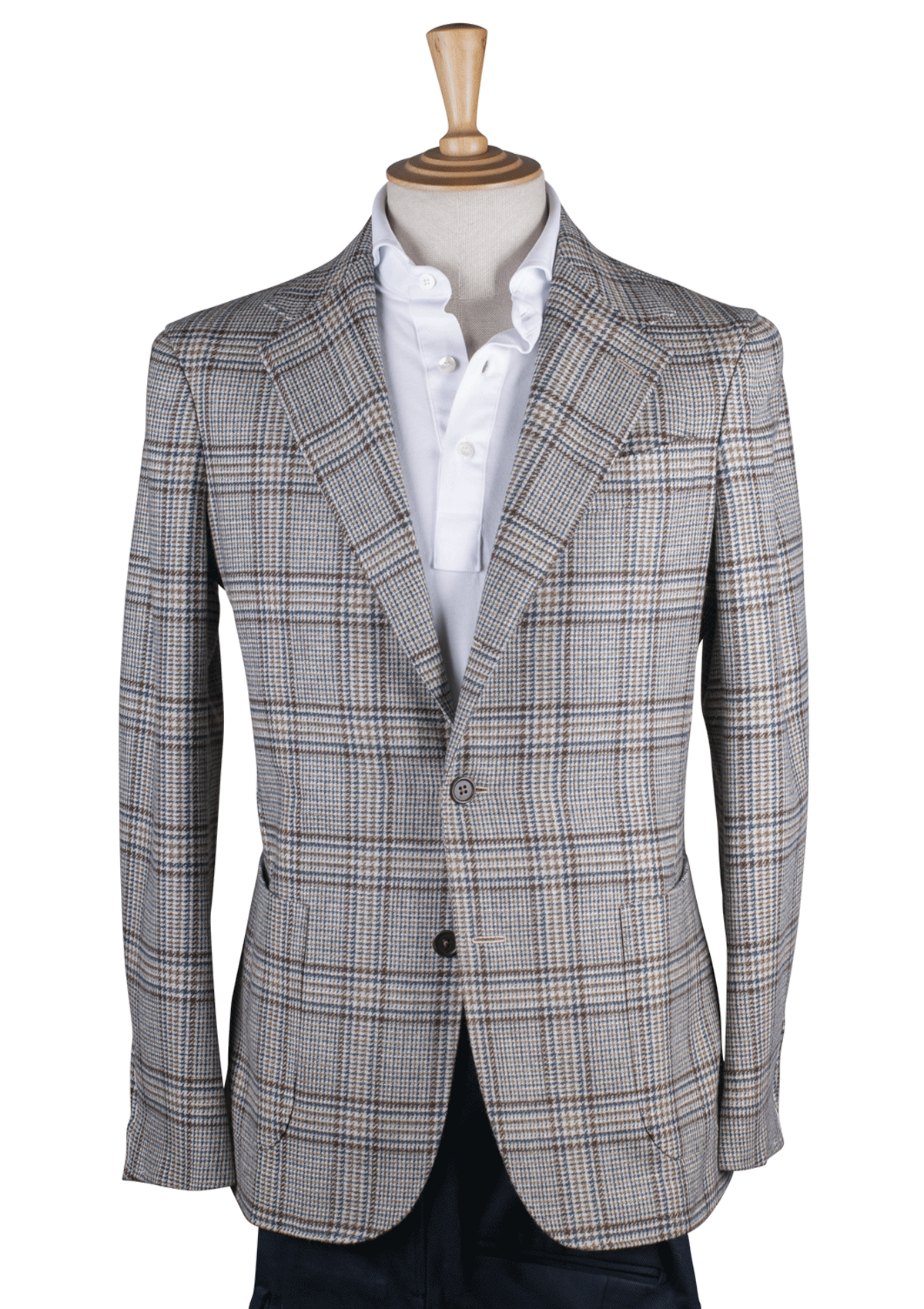 Checked Unstructured Jacket with Brown & Turquoise stripe