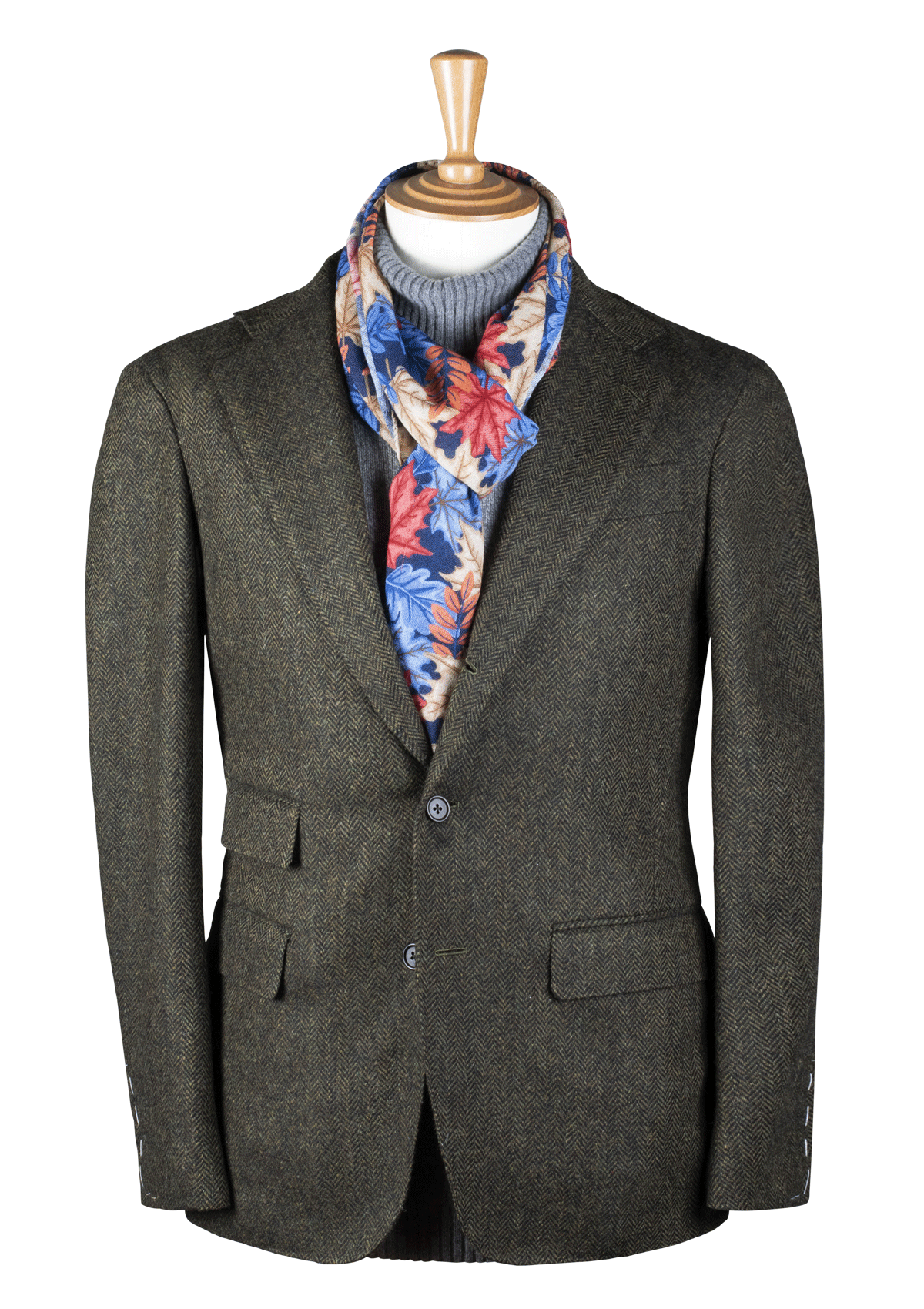 Forest Green Harringbone Unstructured Jacket