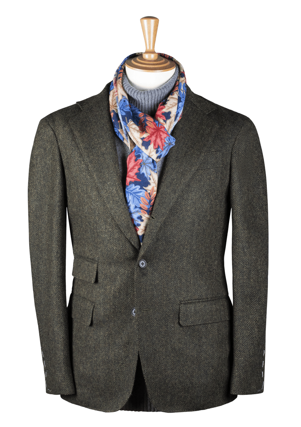 Forest Green Harringbone Unstructured Jacket | Stefano Bemer