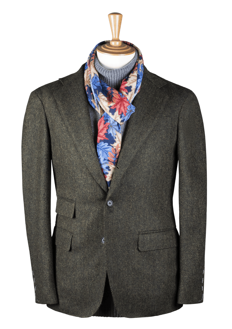 Forest Green Harringbone Unstructured Jacket