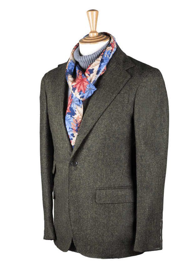 Forest Green Harringbone Unstructured Jacket