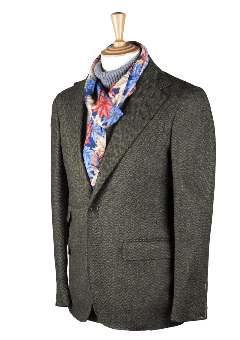 Forest Green Harringbone Unstructured Jacket