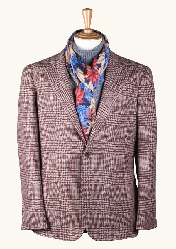 Burgundy Checked Unstructured Jacket