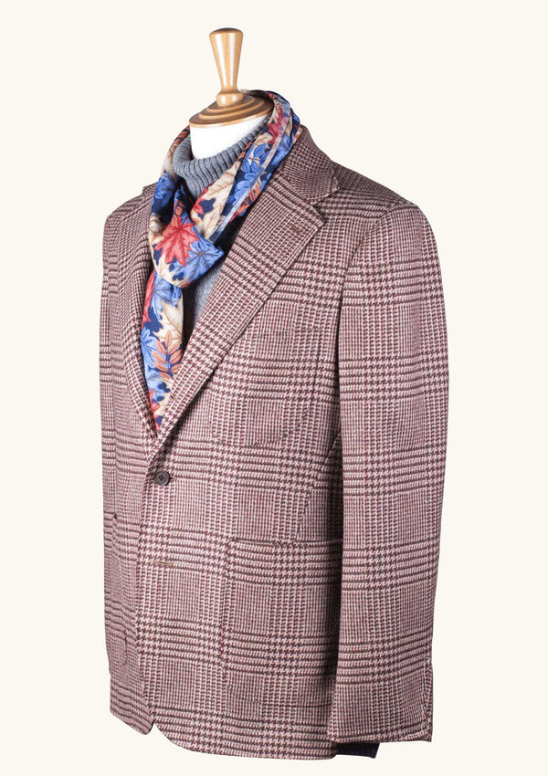 Burgundy Checked Unstructured Jacket