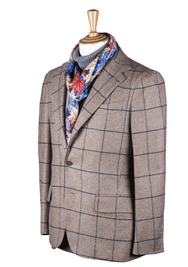 Taupe Unstructured Jacket with Black Check