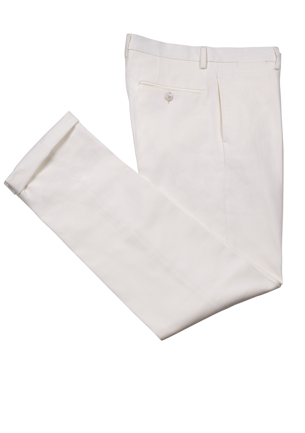 White Fustagno Cotton Twill Trousers