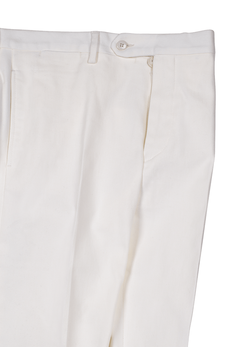 White Fustagno Cotton Twill Trousers