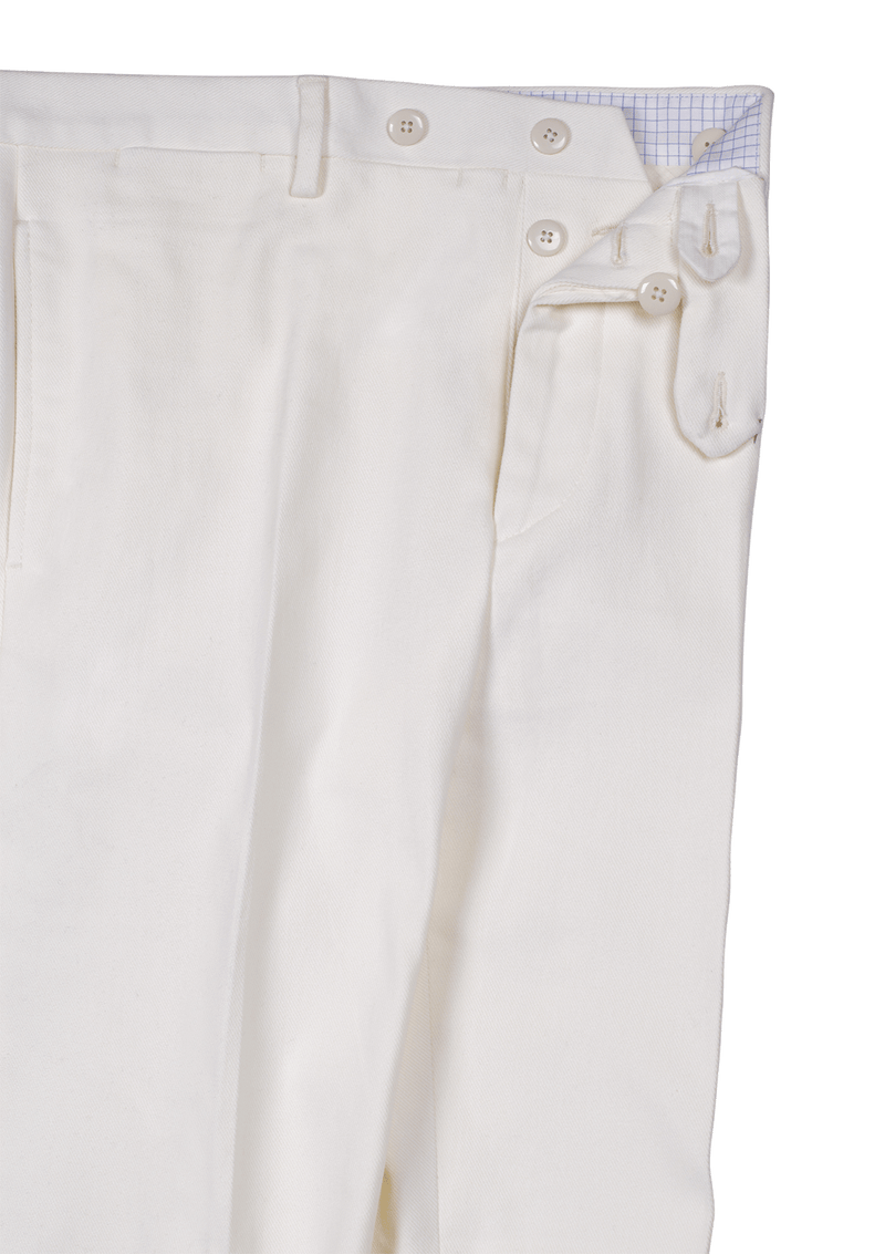 White Fustagno Cotton Twill Trousers