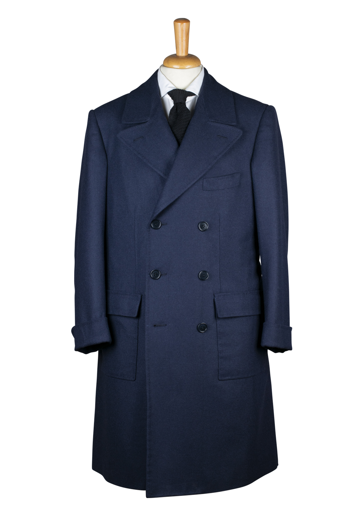 Navy Blue Wool Overcoat