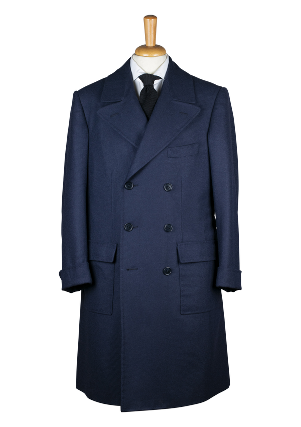 Navy Blue Wool Overcoat