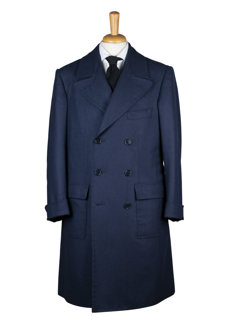 Navy Blue Wool Overcoat