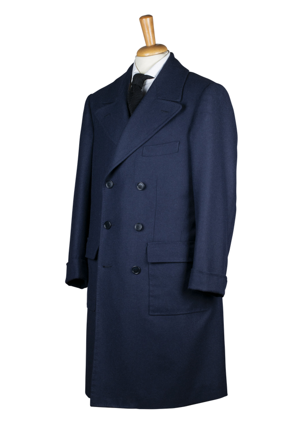 Navy Blue Wool Overcoat