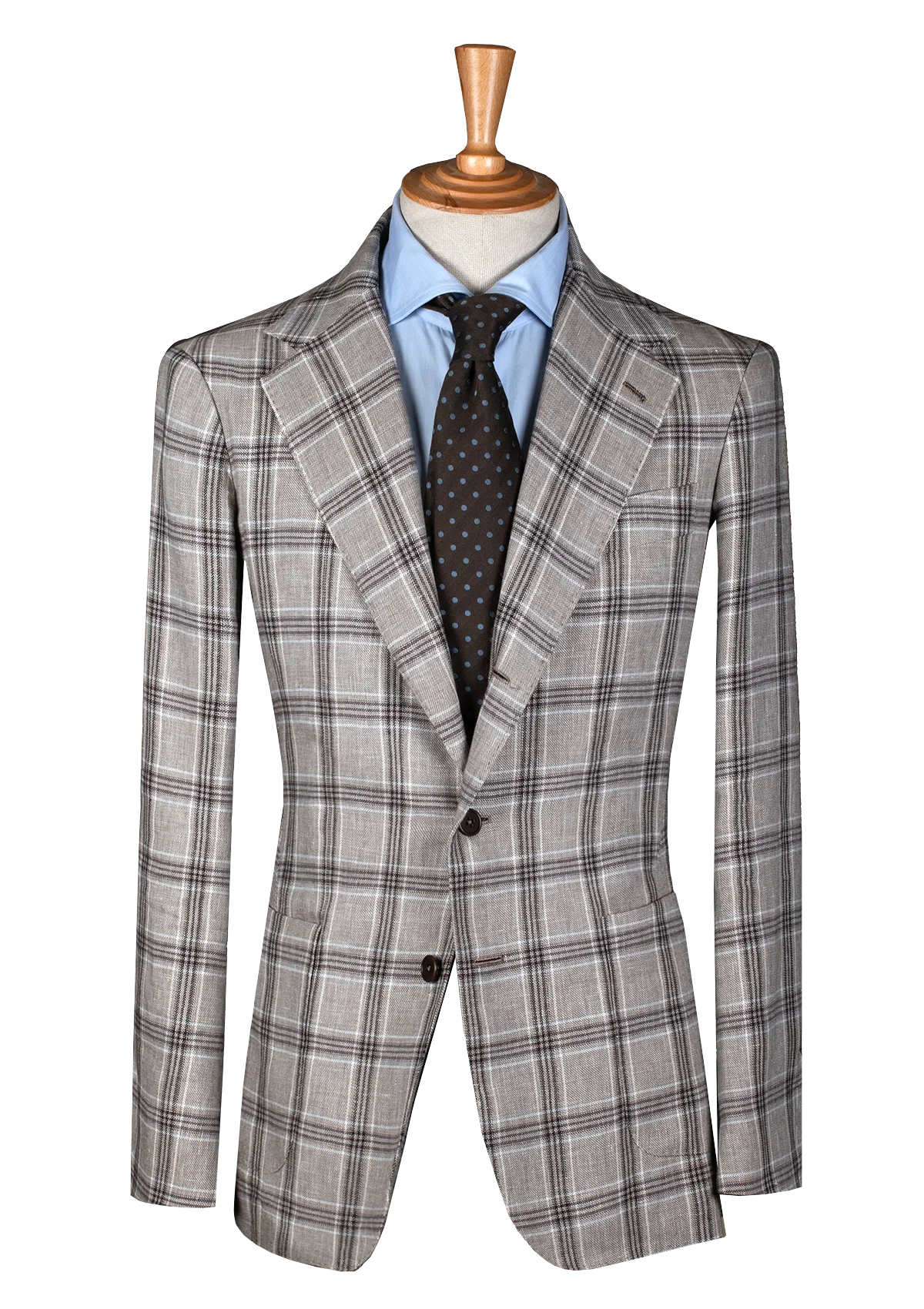 Grey Plaid Cotton-Linen Jacket