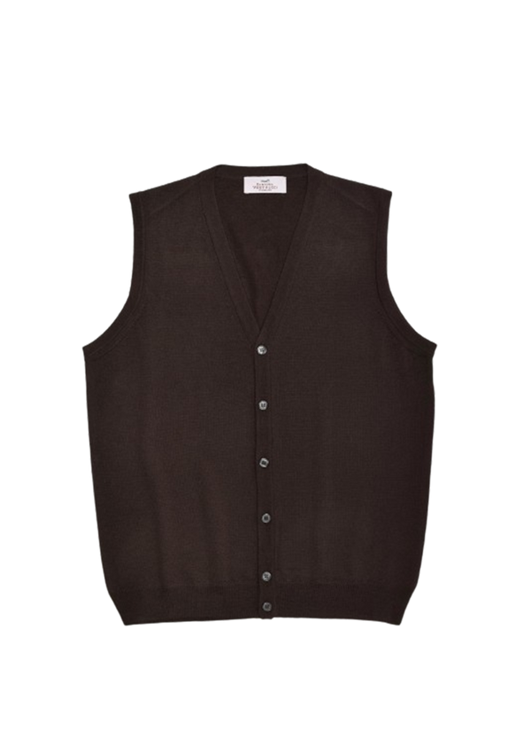 Dark Brown Merino Wool Waistcoat