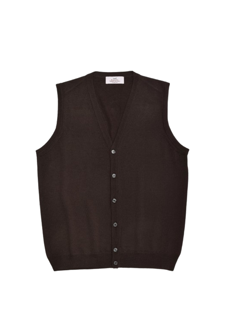 Dark Brown Merino Wool Waistcoat