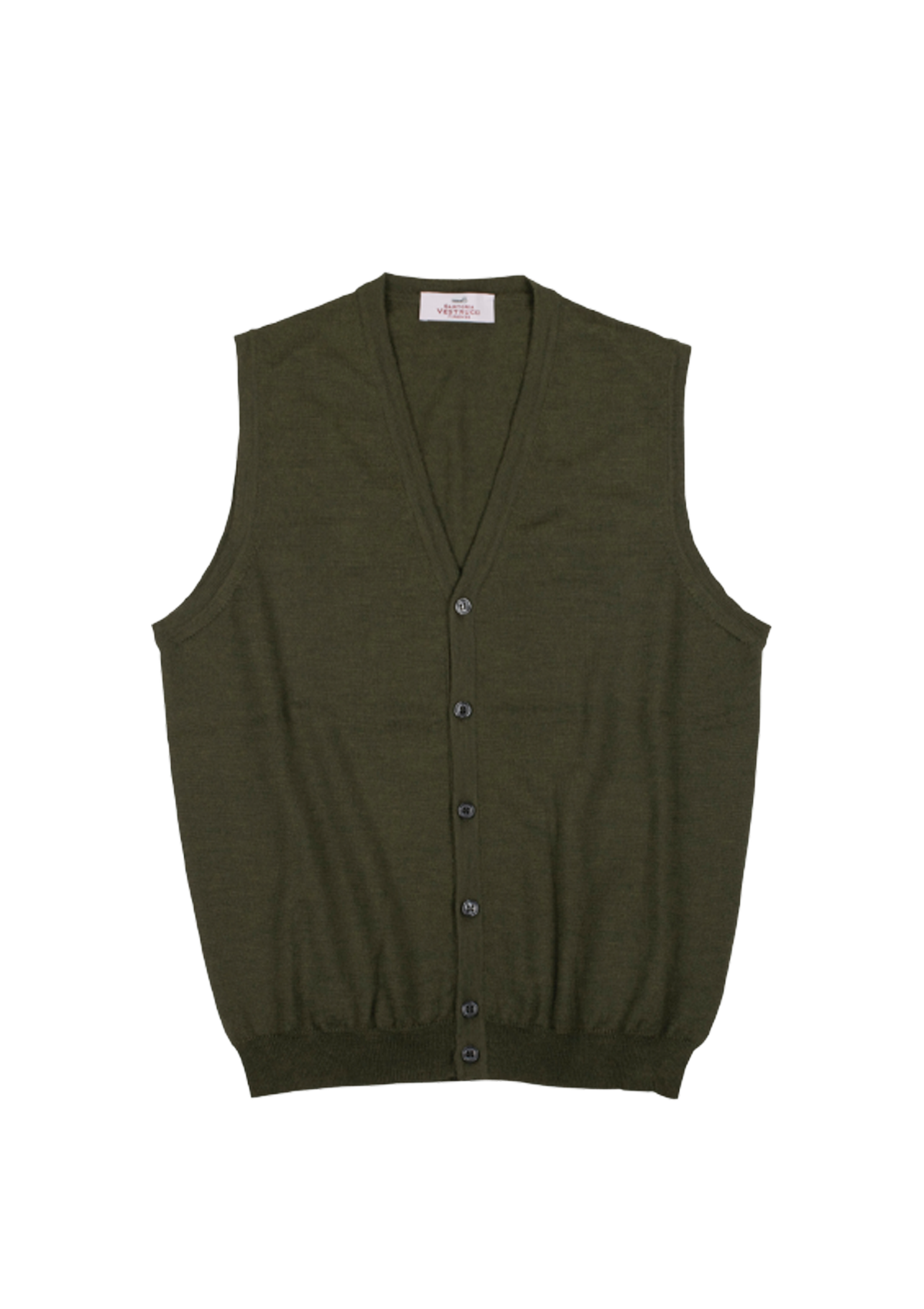Military Green Merino Wool Waistcoat