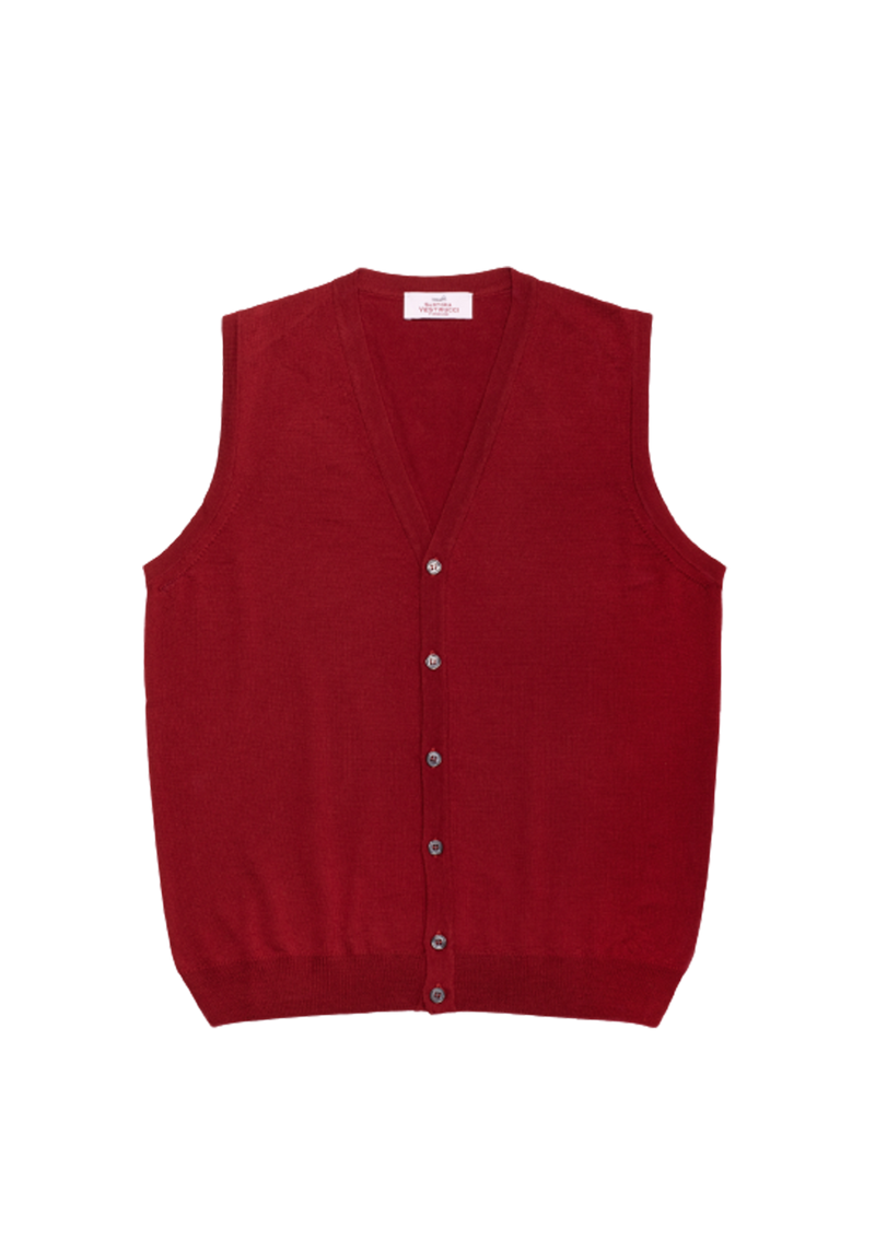 Cardinal Red Merino Wool Waistcoat