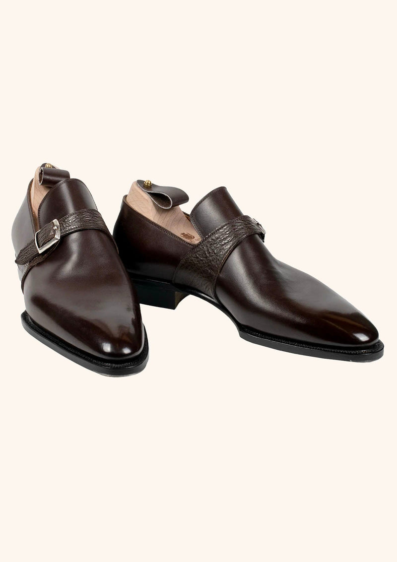 Dark Brown Monk Strap Shoes in Box Calf 8192 and Shark Skin Stefano Bemer Dark Brown Monk Strap Shoes in Box Calf 8192 and Shark Skin Stefano Bemer