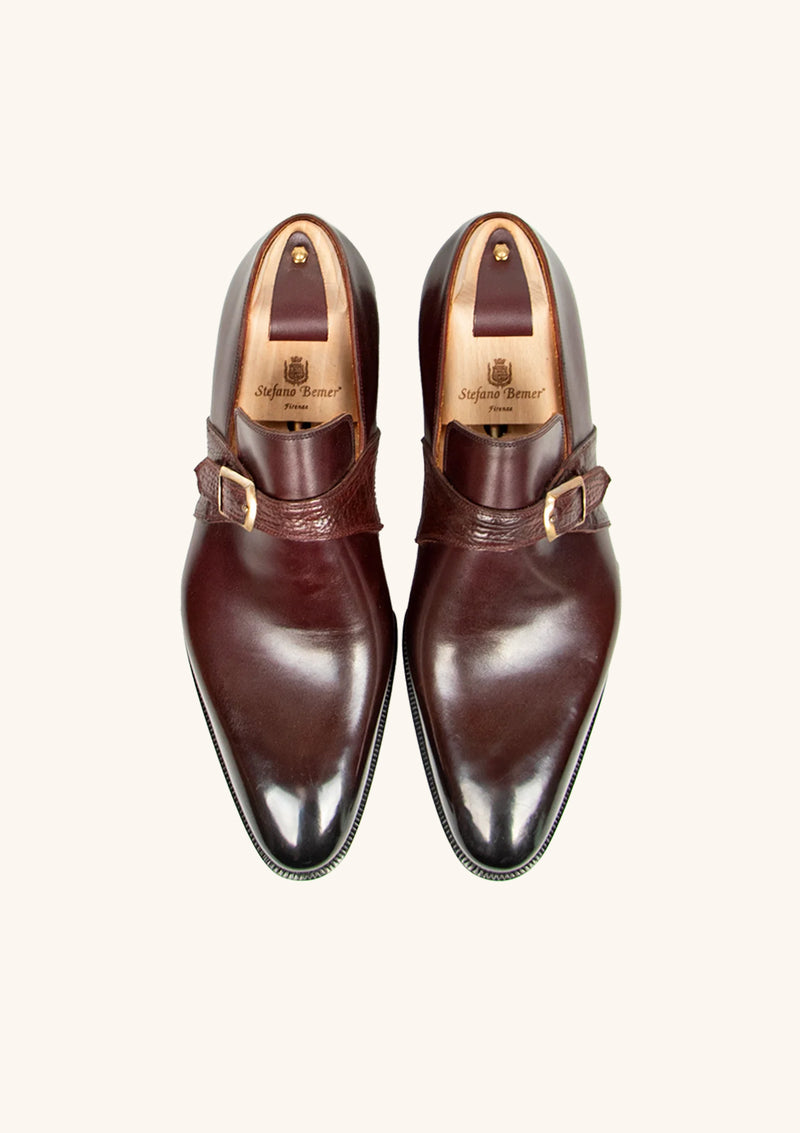 burgundy monk strap dress shoes Ariston Mens Burgundy Single Monk Strap Leather Dress Shoes, 11.5
