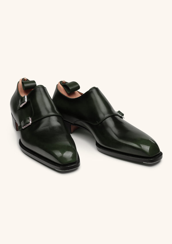 Green Double Monk Strap Shoes