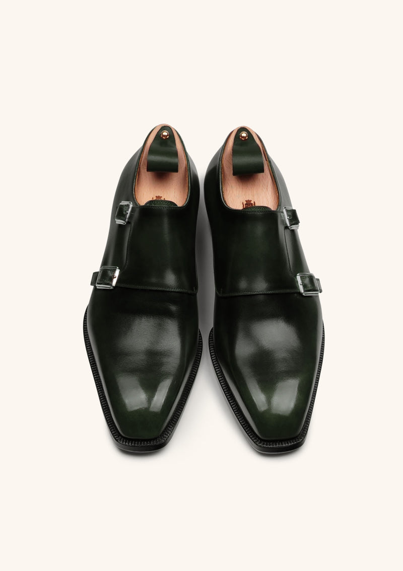 Green Double Monk Strap Shoes