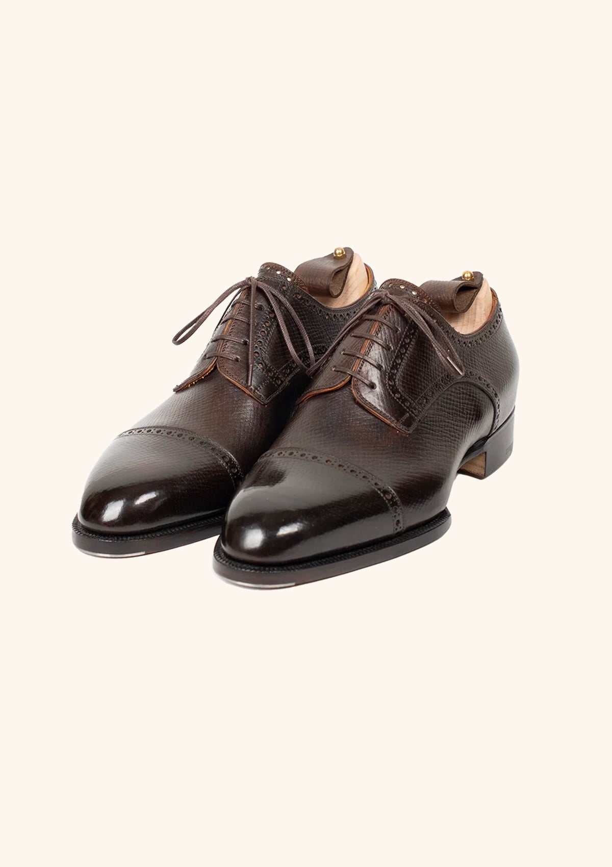 Dark Brown Two Eyelets Derby Shoes in Janus Suede | Stefano Bemer