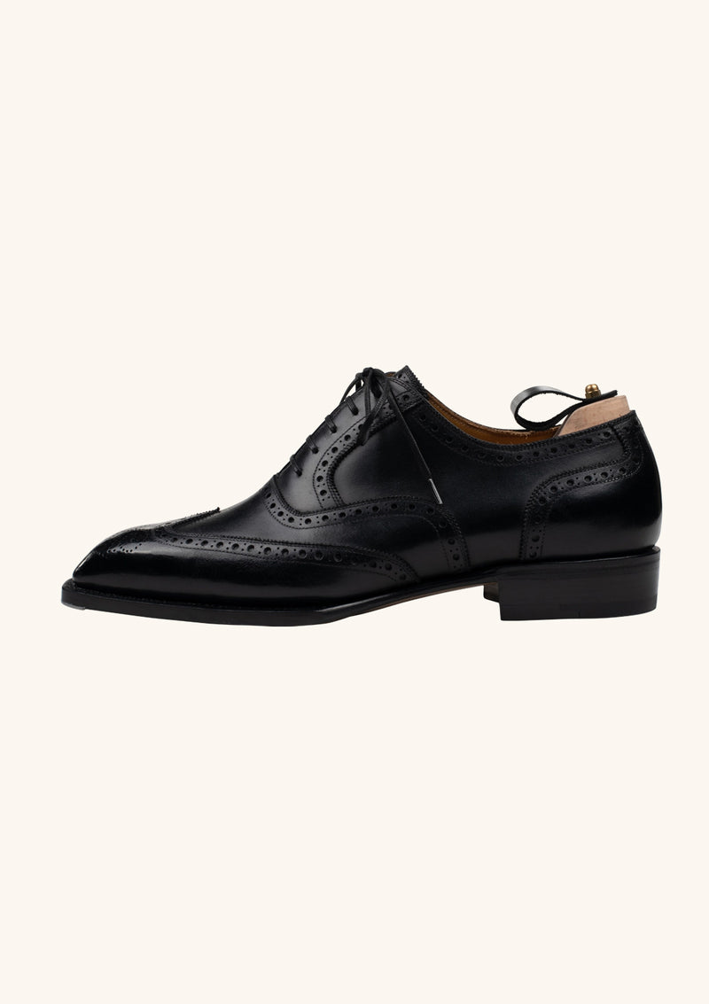 Black wingtip Oxford in French Box Calf