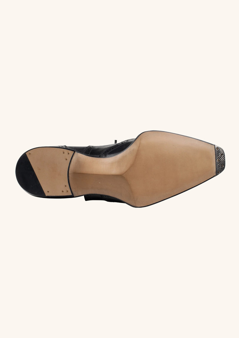 Black wingtip Oxford in French Box Calf