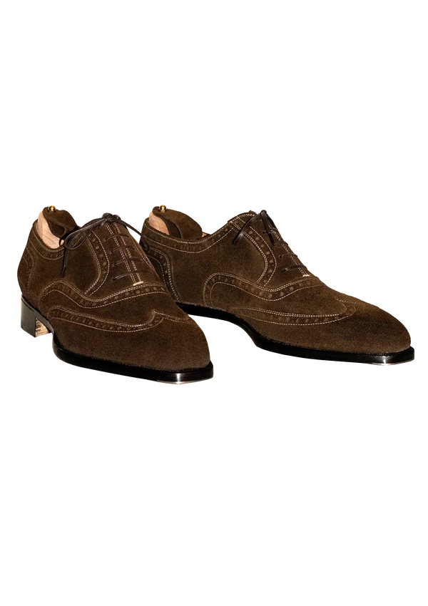 Brown Suede Wingtip Oxfords